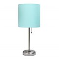 Diamond Sparkle 60W Stick Lamp with Charging Outlet & Fabric Shade - Aqua DI2519730